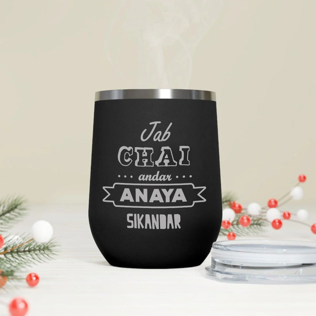 Customized insulated Coffee Tumbler for Travelling With Name Engraved (350 ML) - Chai - Image 5