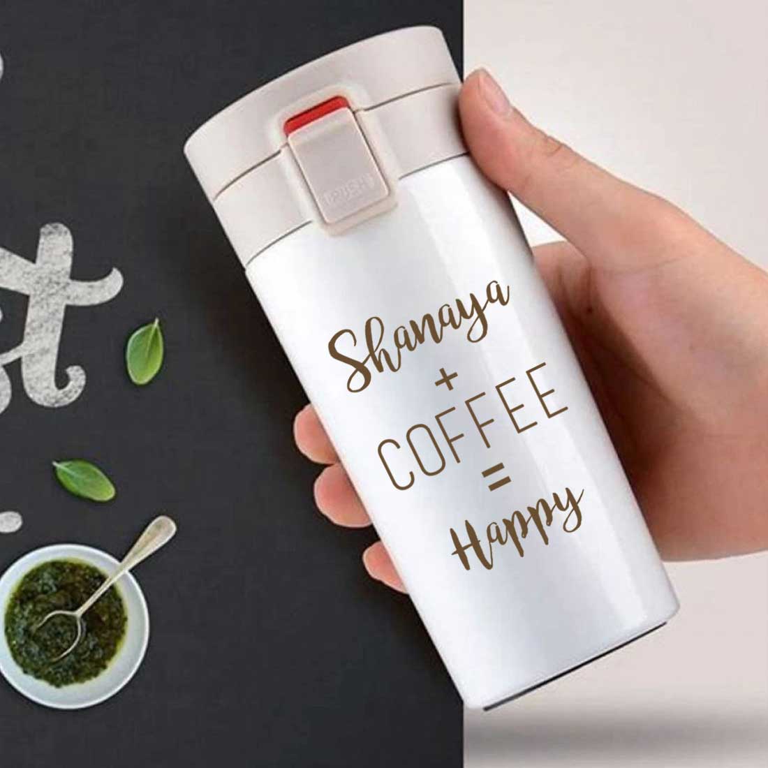 Engraved Personalized Coffee Tumbler Steel With Lid for Office Travel College - Happy - Image 10