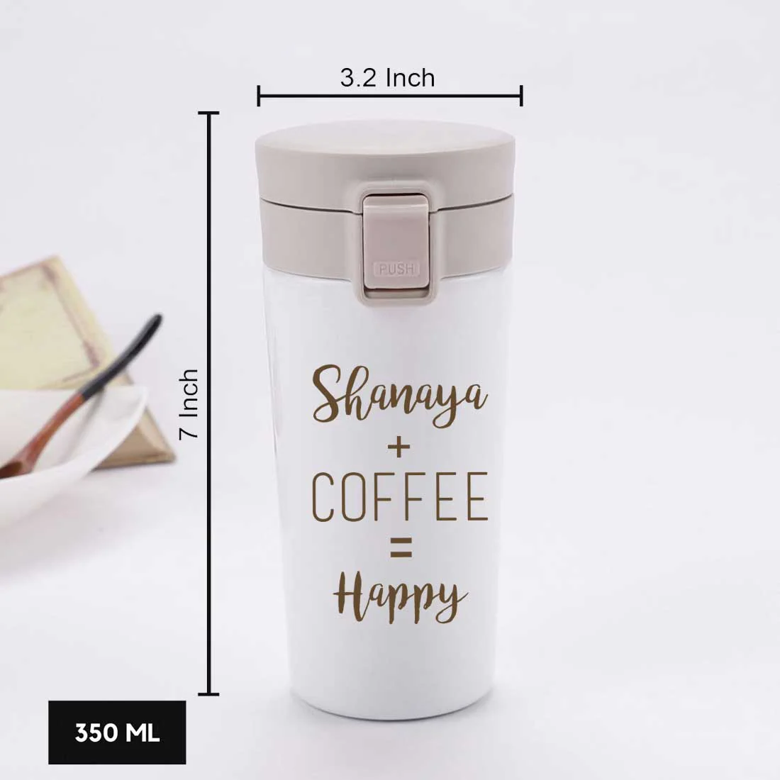 Engraved Personalized Coffee Tumbler Steel With Lid for Office Travel College - Happy - Image 11