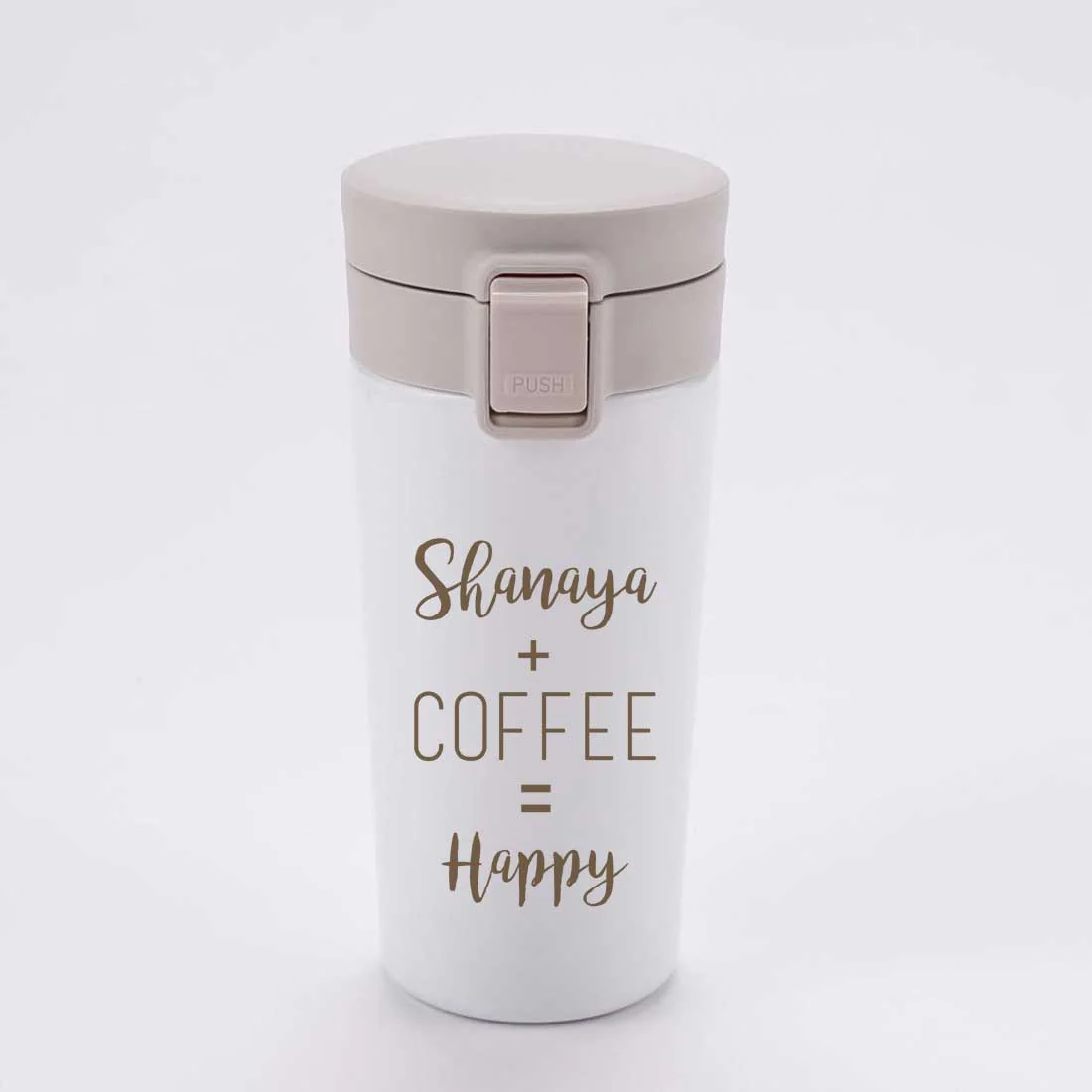 Engraved Personalized Coffee Tumbler Steel With Lid for Office Travel College - Happy - Image 2