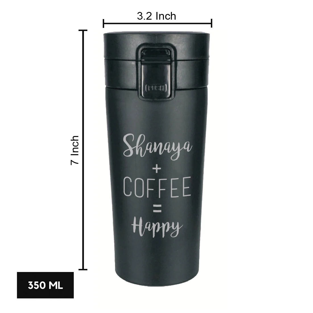 Engraved Personalized Coffee Tumbler Steel With Lid for Office Travel College - Happy - Image 4