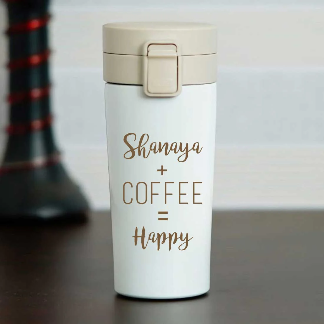 Engraved Personalized Coffee Tumbler Steel With Lid for Office Travel College - Happy - Image 8