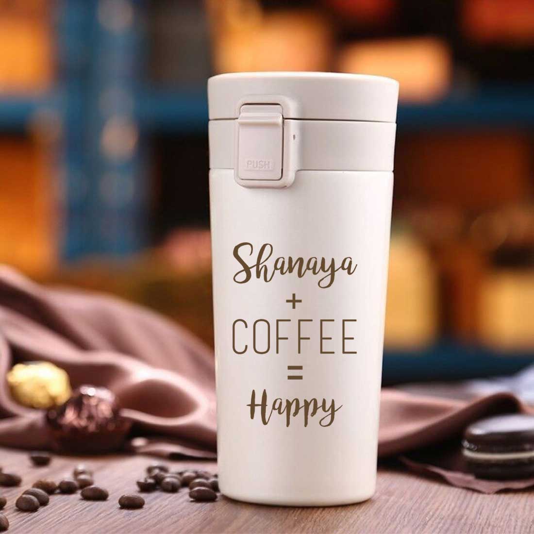 Engraved Personalized Coffee Tumbler Steel With Lid for Office Travel College - Happy - Image 9