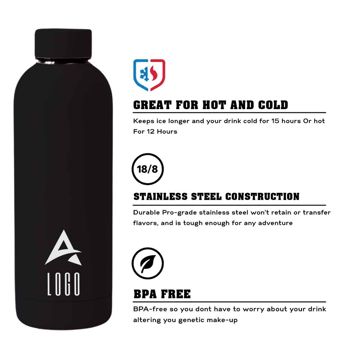 Company Logo on Bottle-Stainless Steel Double Insulated Bottle for Corporate Gift - Image 6