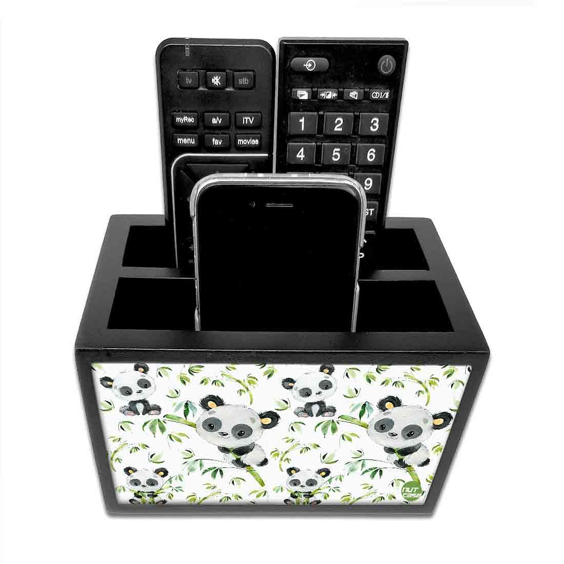 Nutcase Designer Wooden Remote Control Holder Stand Organizer Caddy for TV/AC Remotes-Multipurpose Desk Organizer- - Cute Panda - Image 4