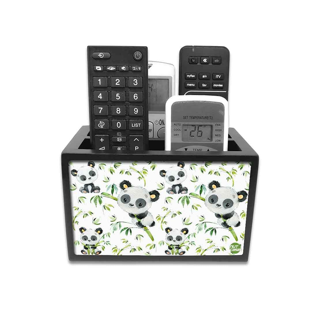 Nutcase Designer Wooden Remote Control Holder Stand Organizer Caddy for TV/AC Remotes-Multipurpose Desk Organizer- - Cute Panda - Image 6