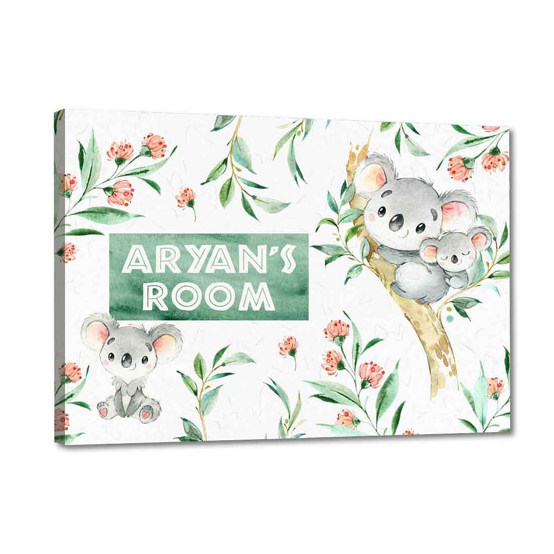 Nutcase Personalized Kids Baby Room Door Sign/Name Plate/Wall Plaque - Screws Included - 12"x8" - Koala