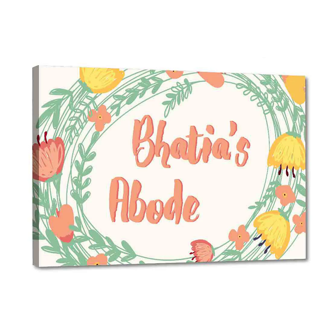 Beautiful Personalized Name Plate for House Entrance - Floral