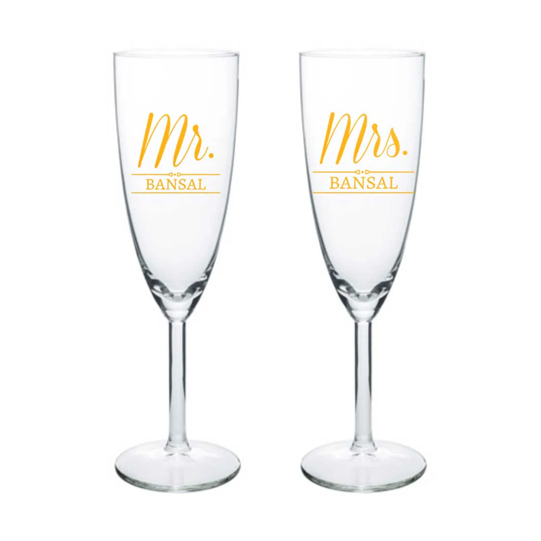 Mr and Mrs Champagne Glasses Flute Glass Set of 2 - Wedding Anniversary Gifts - Image 6