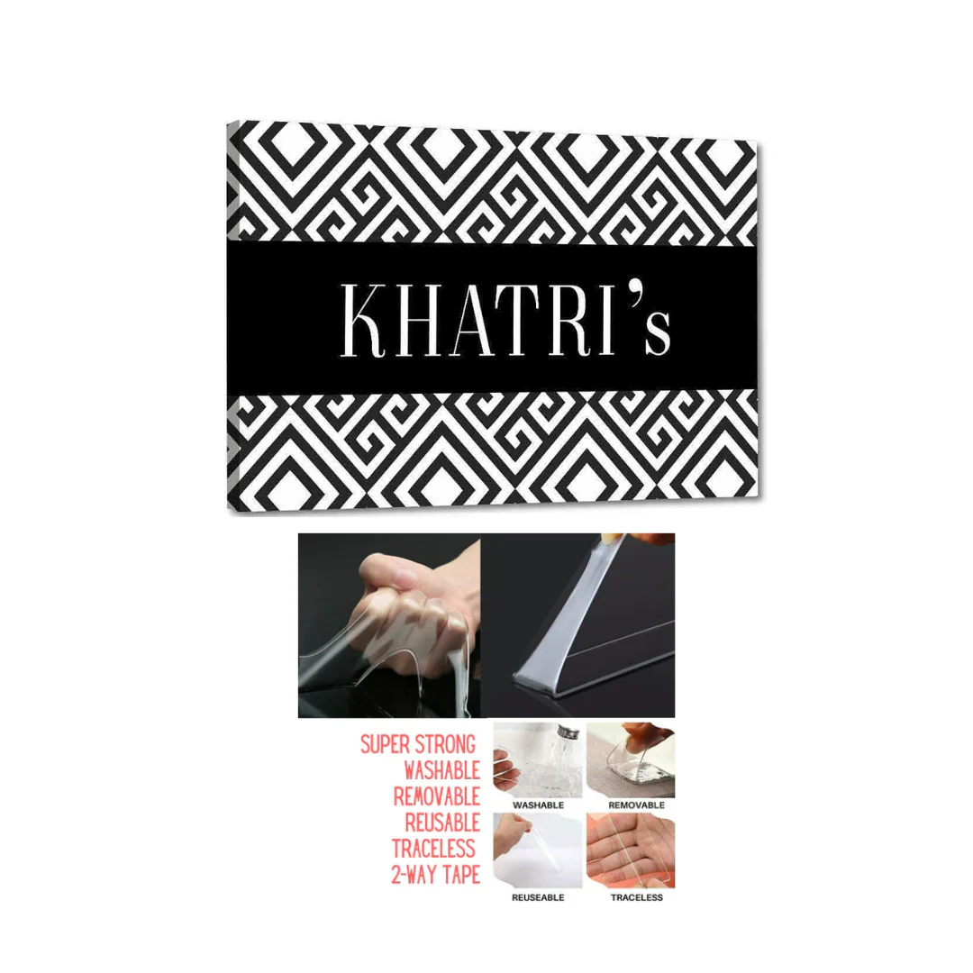 Customised Name Plate Door Name Board - Square Lines Black - Image 5