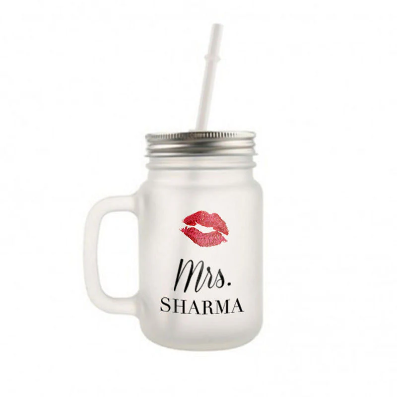 Customized Mason Jar Glass - Lipstick Female Name - Image 2