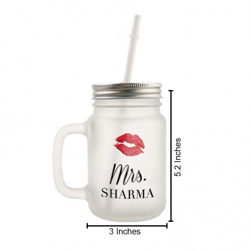 Customized Mason Jar Glass - Lipstick Female Name - Image 3