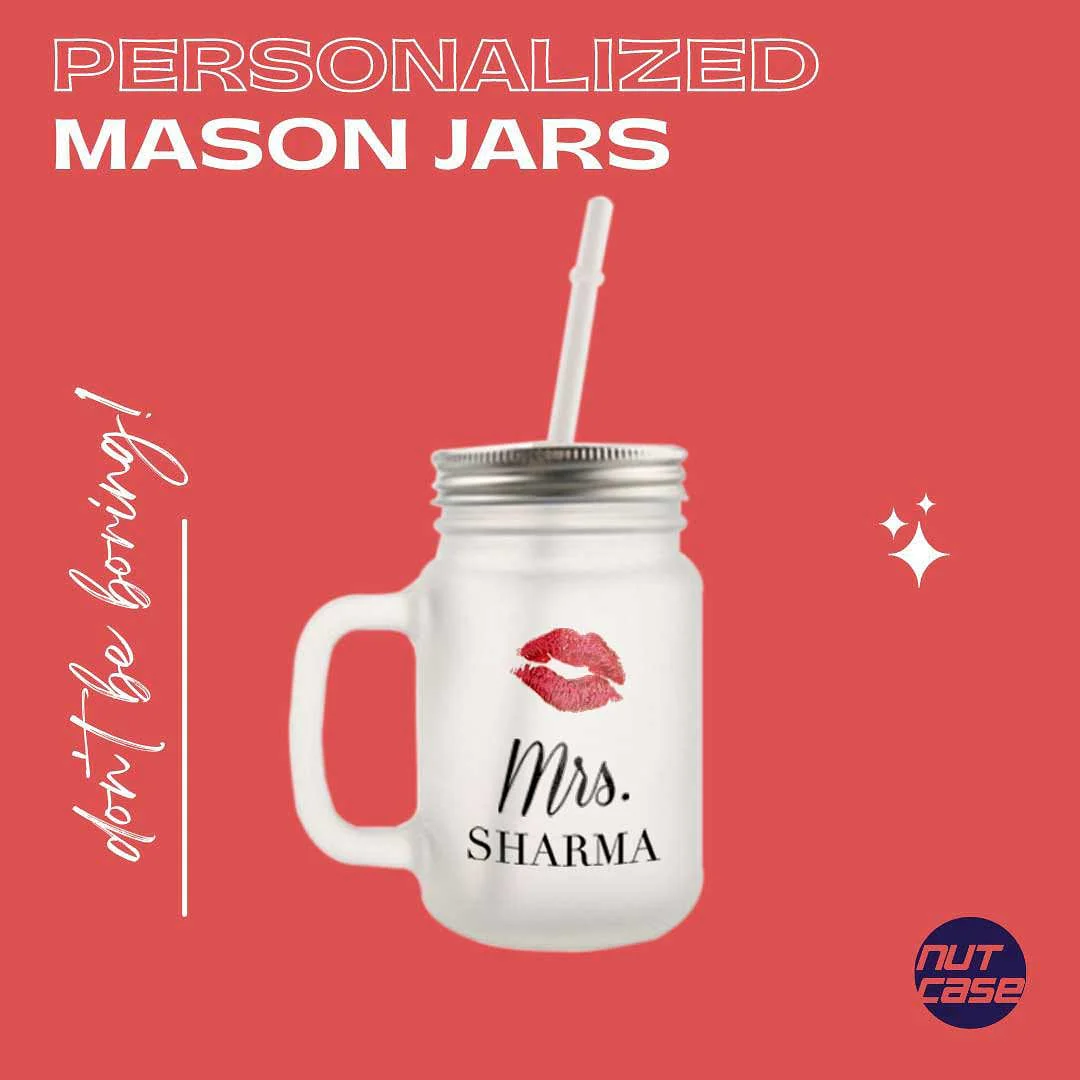 Customized Mason Jar Glass - Lipstick Female Name - Image 4