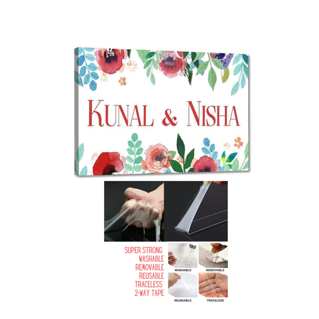 Custom-Made Name Plate for Home - Watercolor Flowers - Image 5