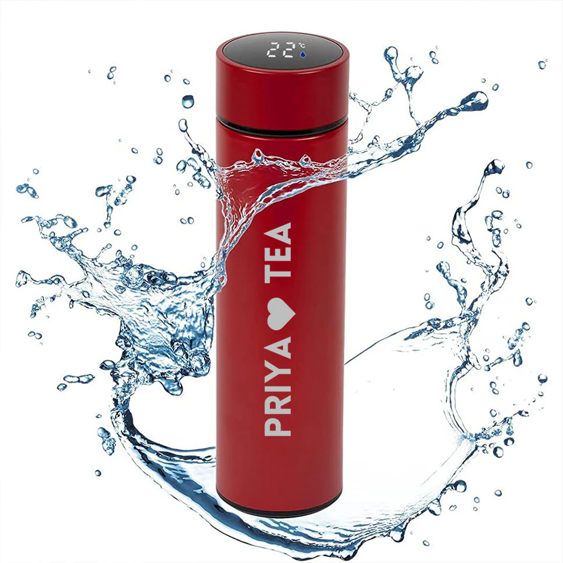 Custom Flask Thermos Bottle for Tea With LED Display Engraved Name - TEA - Image 4
