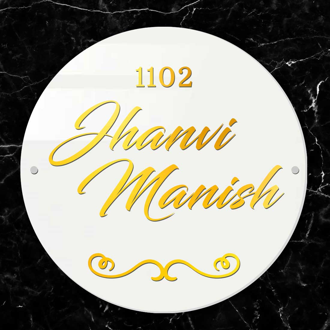 Personalised Round Name Plate for Home Flat Office Door Entrance - Family