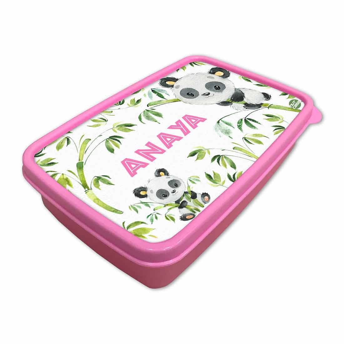 Plastic Custom Lunch Box With Name for School Girls - Cute Panda - Image 3