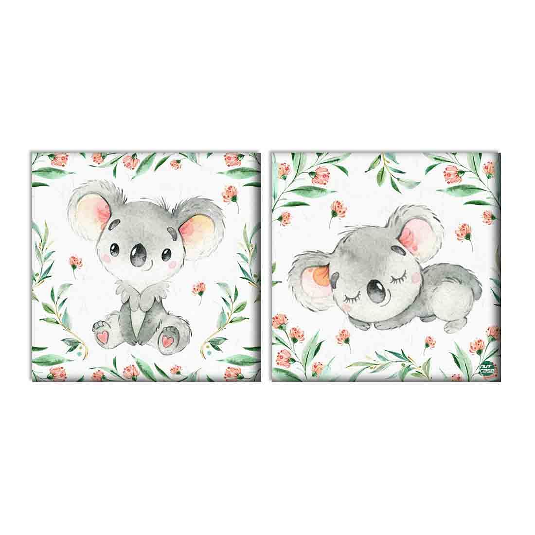 Nutcase Wall Art For Kids Room Stylish Panel Non-Fading Digital Painting for Children room, Bedroom Set of 2 - Cute koala - Image 2