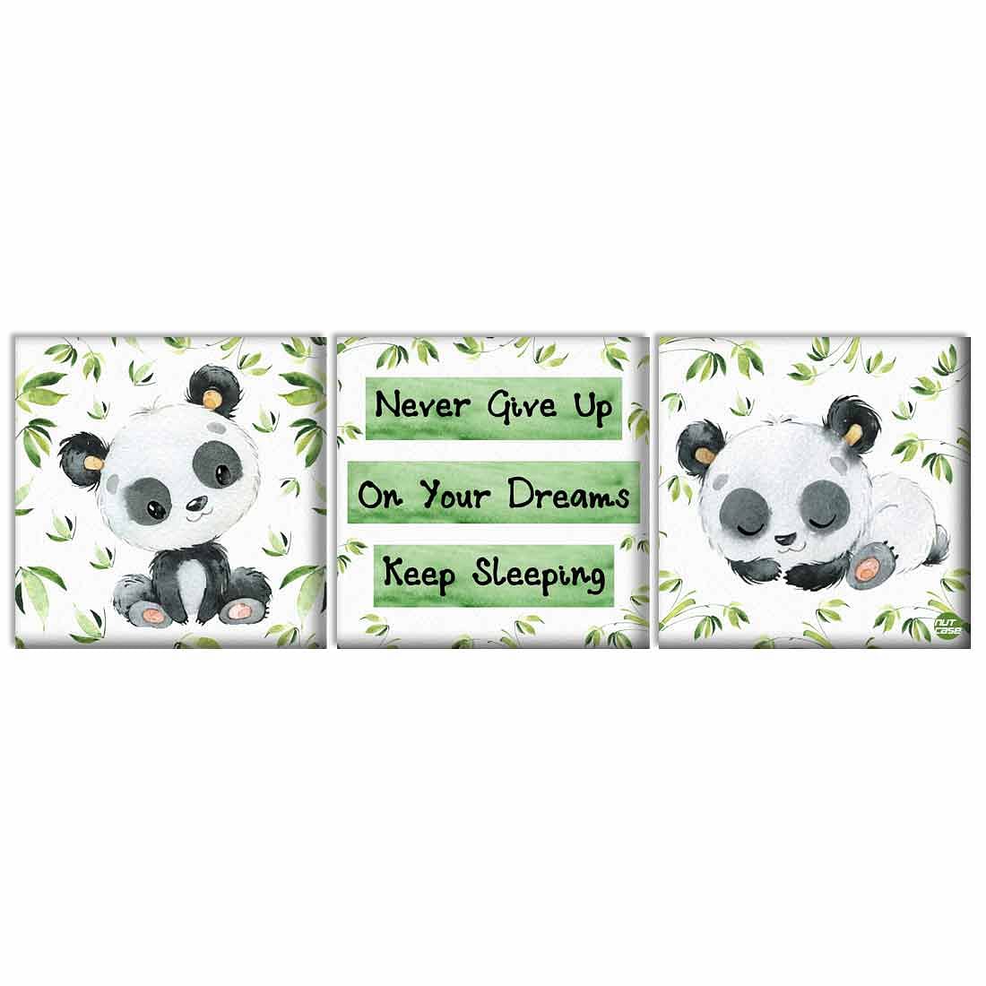 Nutcase Wall Art For Kids Room Stylish Panel Non-Fading Digital Painting for Children room, Bedroom set of 3 - Cute Panda - Image 2