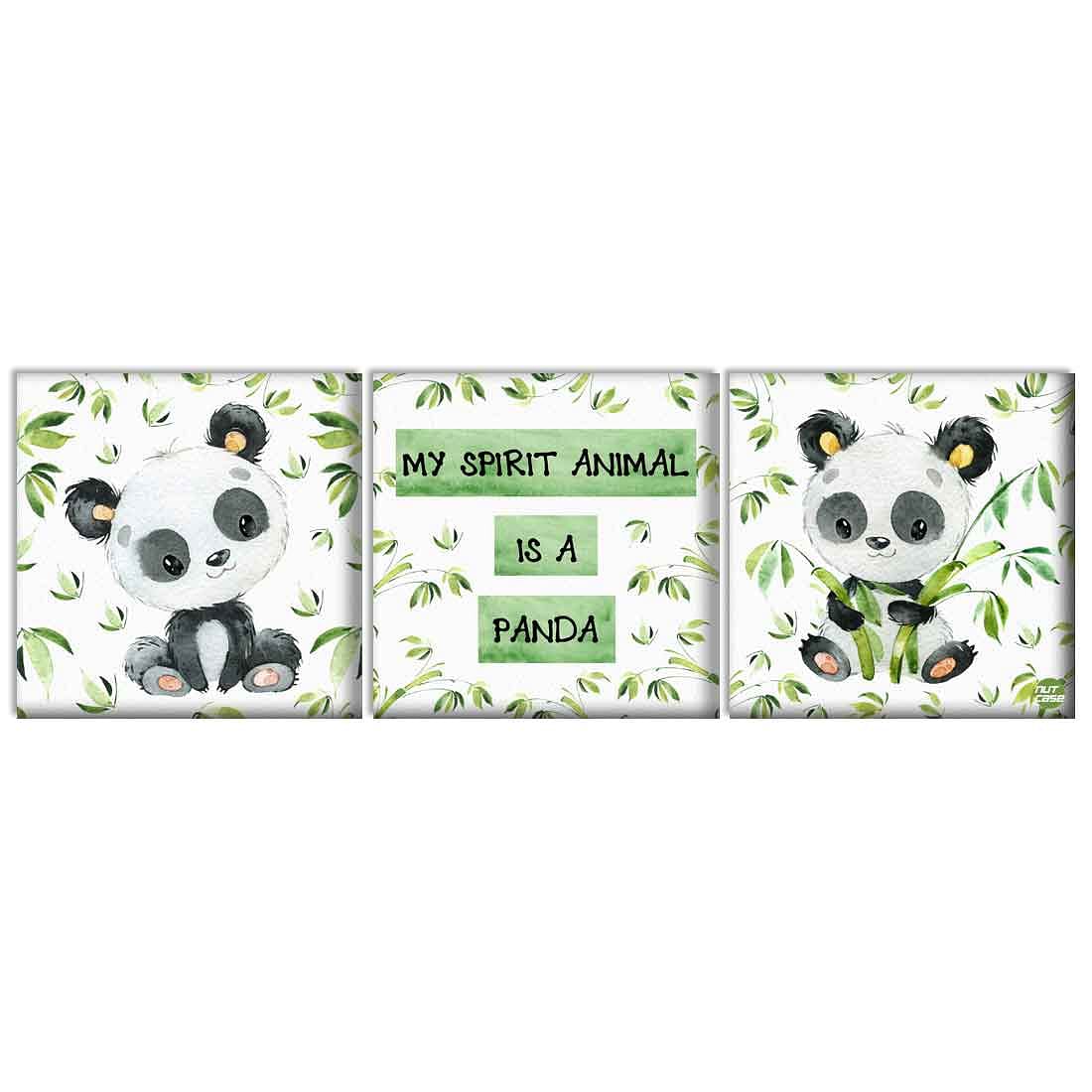 Wall Art Decor Hanging Panels Set Of 3 - Panda - Image 2