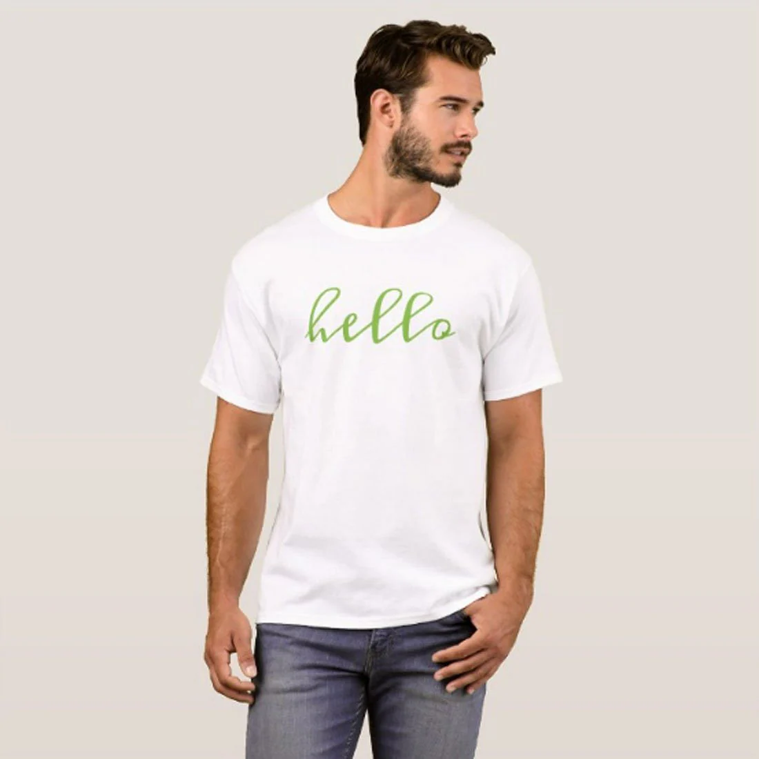 Nutcase Designer Round Neck Men's T-Shirt Wrinkle-Free Poly Cotton Tees - Hello - Image 3