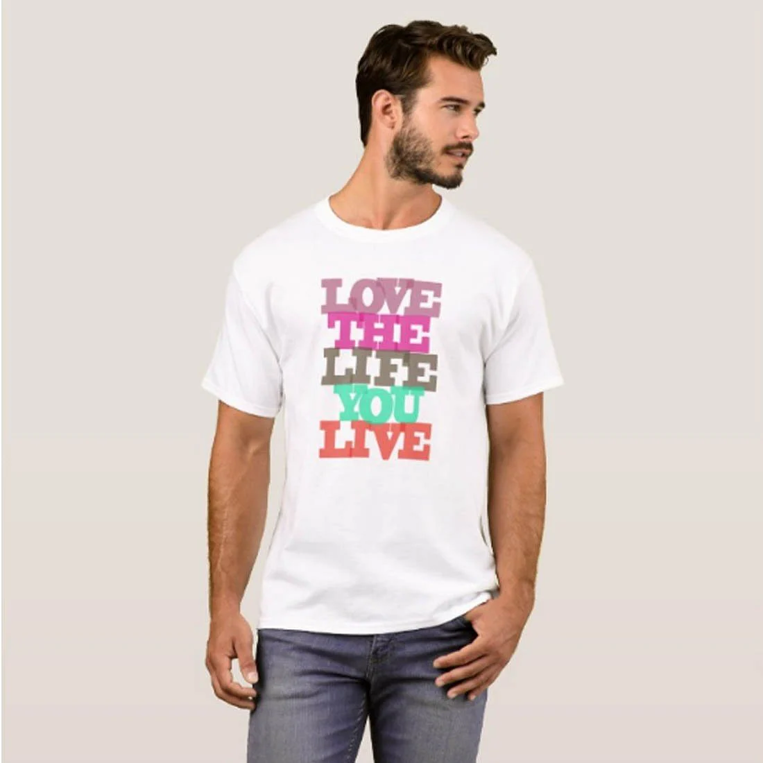 Nutcase Designer Round Neck Men's T-Shirt Wrinkle-Free Poly Cotton Tees - Love The Life - Image 3