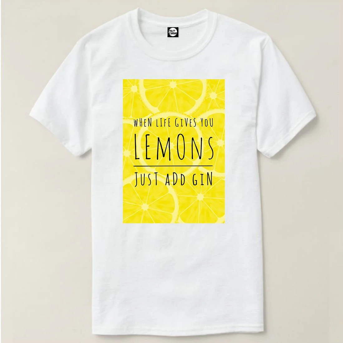 Nutcase Designer Round Neck Men's T-Shirt Wrinkle-Free Poly Cotton Tees - Lemons Just Add Gin - Image 4