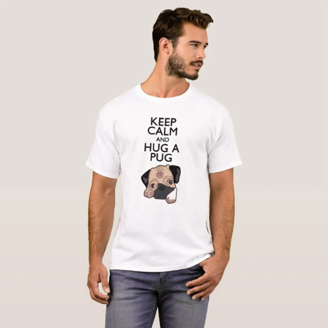 Nutcase Designer Round Neck Men's T-Shirt Wrinkle-Free Poly Cotton Tees - Keep Calm and Hug - Image 3