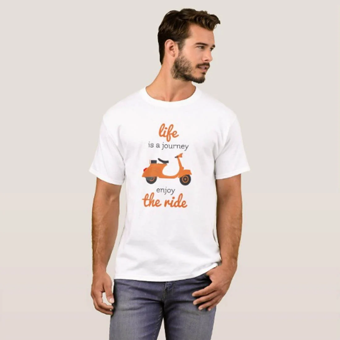 Nutcase Designer Round Neck Men's T-Shirt Wrinkle-Free Poly Cotton Tees - Life is A Journey - Image 3
