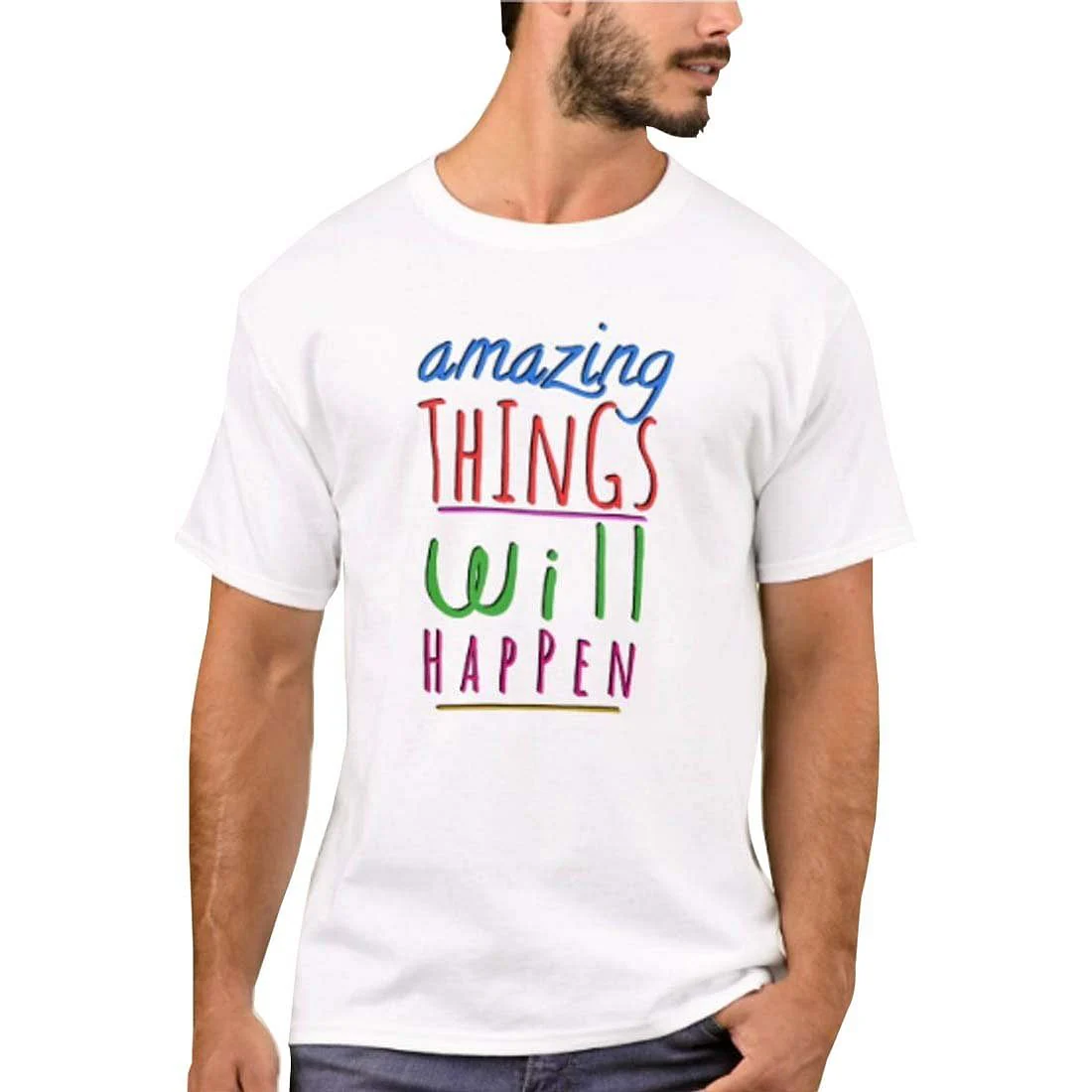 Nutcase Designer Round Neck Men's T-Shirt Wrinkle-Free Poly Cotton Tees - Amazing Things Will Happen