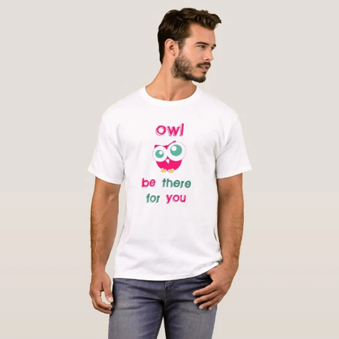 Nutcase Designer Round Neck Men's T-Shirt Wrinkle-Free Poly Cotton Tees - Owl Be There - Image 3