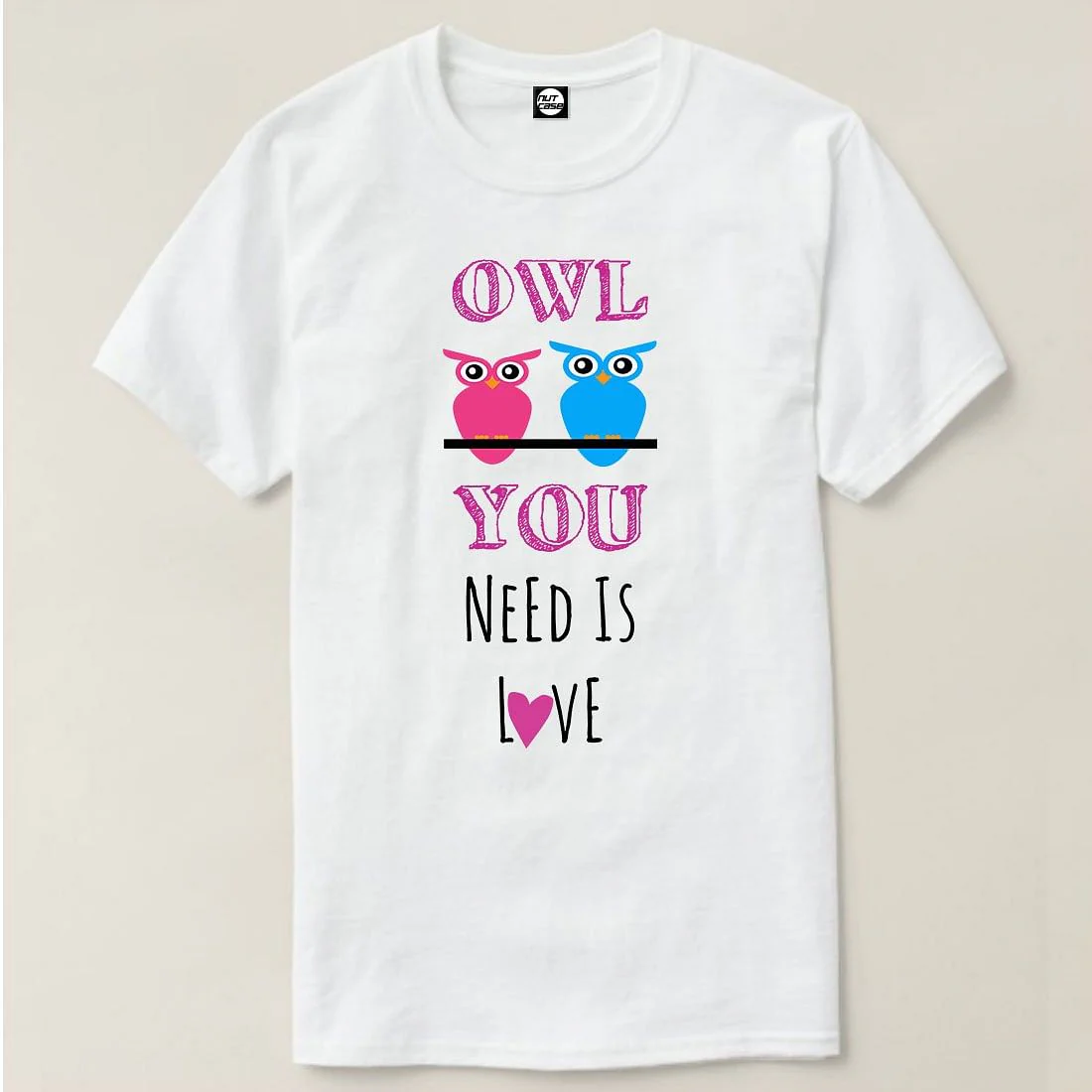 Nutcase Designer Round Neck Men's T-Shirt Wrinkle-Free Poly Cotton Tees - Owl You Need is Love - Image 4