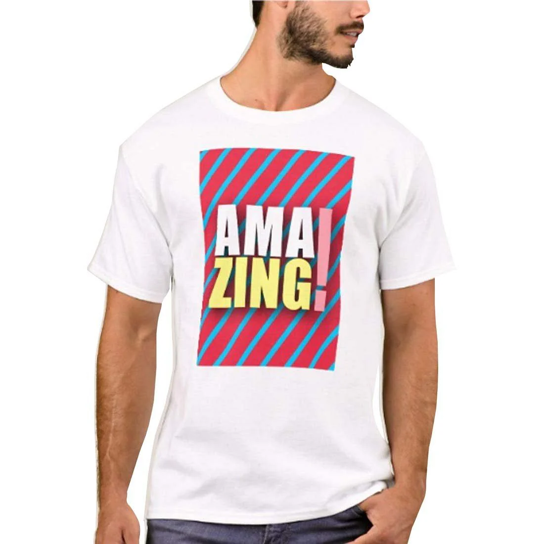 Nutcase Designer Round Neck Men's T-Shirt Wrinkle-Free Poly Cotton Tees -Amazing Stripes