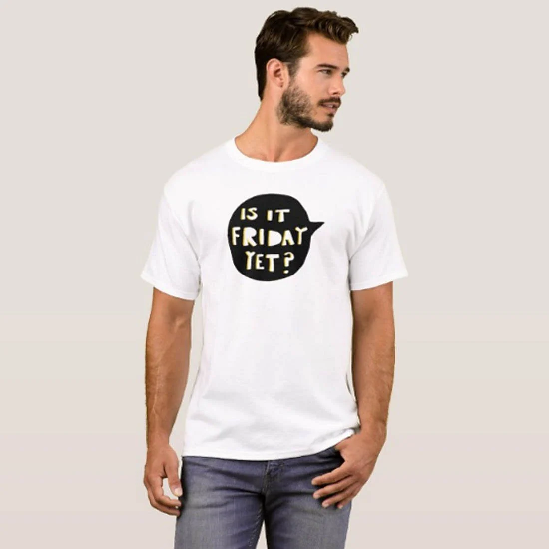 Nutcase Designer Round Neck Men's T-Shirt Wrinkle-Free Poly Cotton Tees - is It Friday Yet - Image 3