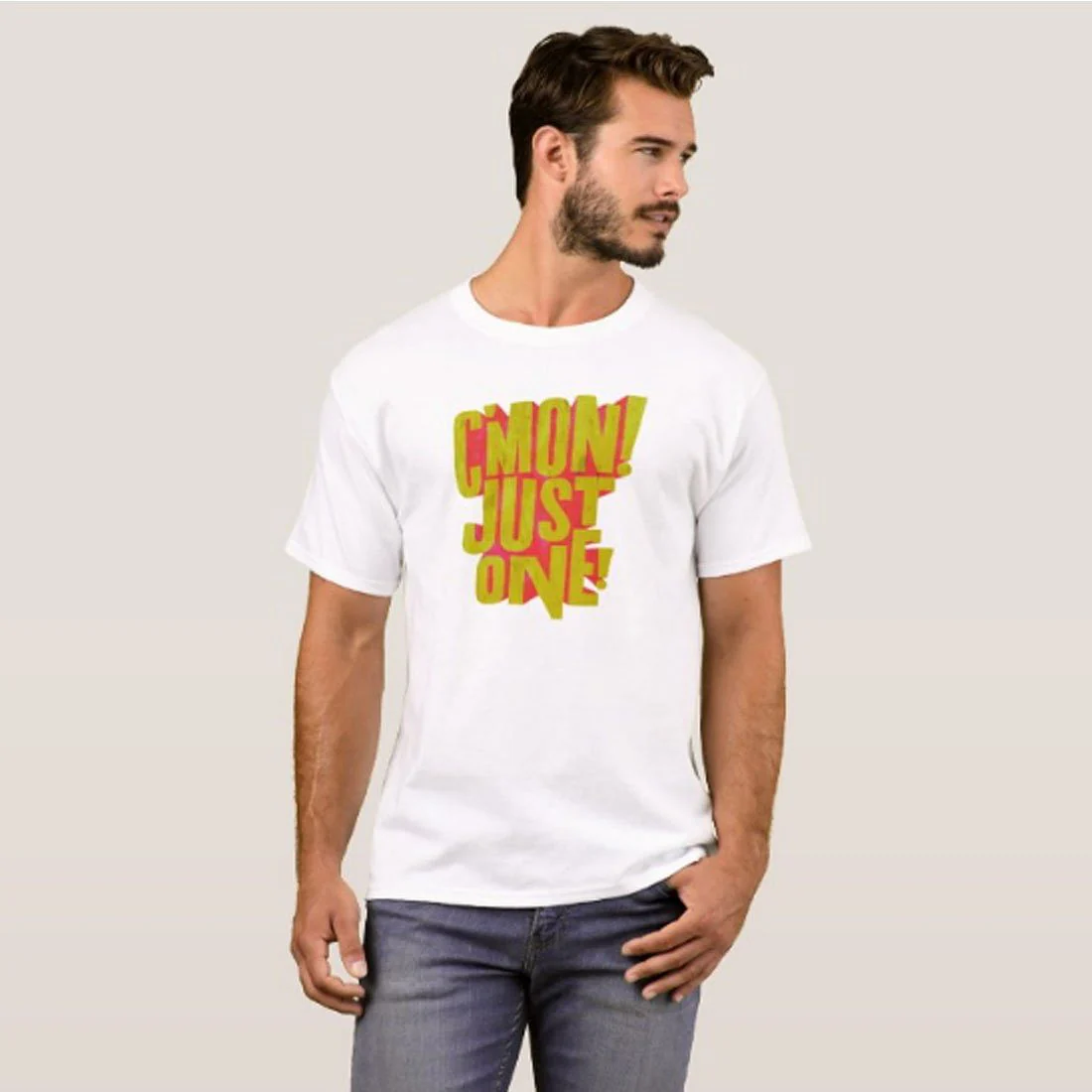 Nutcase Designer Round Neck Men's T-Shirt Wrinkle-Free Poly Cotton Tees - Cmon Just One Yellow - Image 3