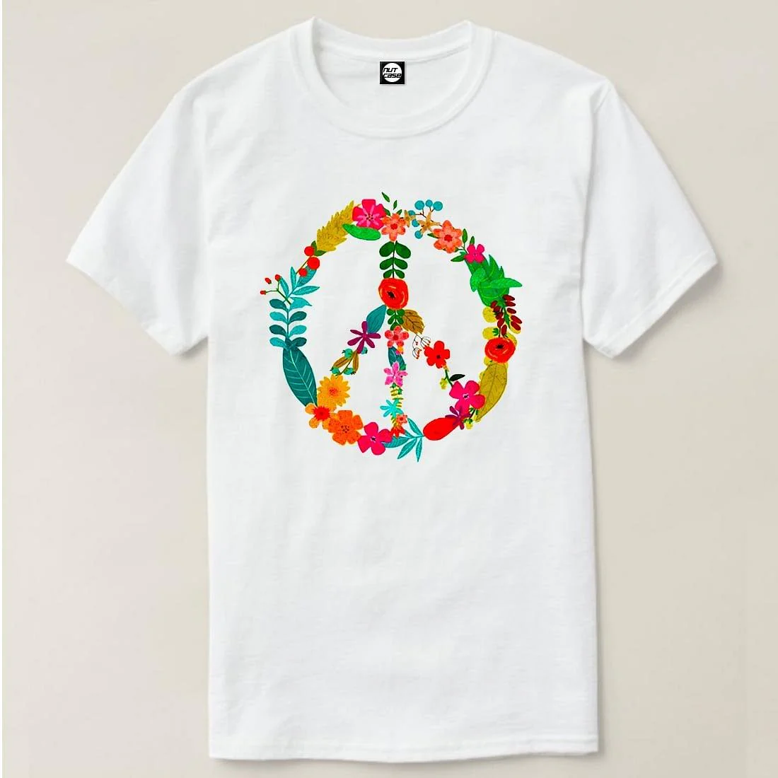 Nutcase Designer Round Neck Men's T-Shirt Wrinkle-Free Poly Cotton Tees - Floral Peace - Image 4