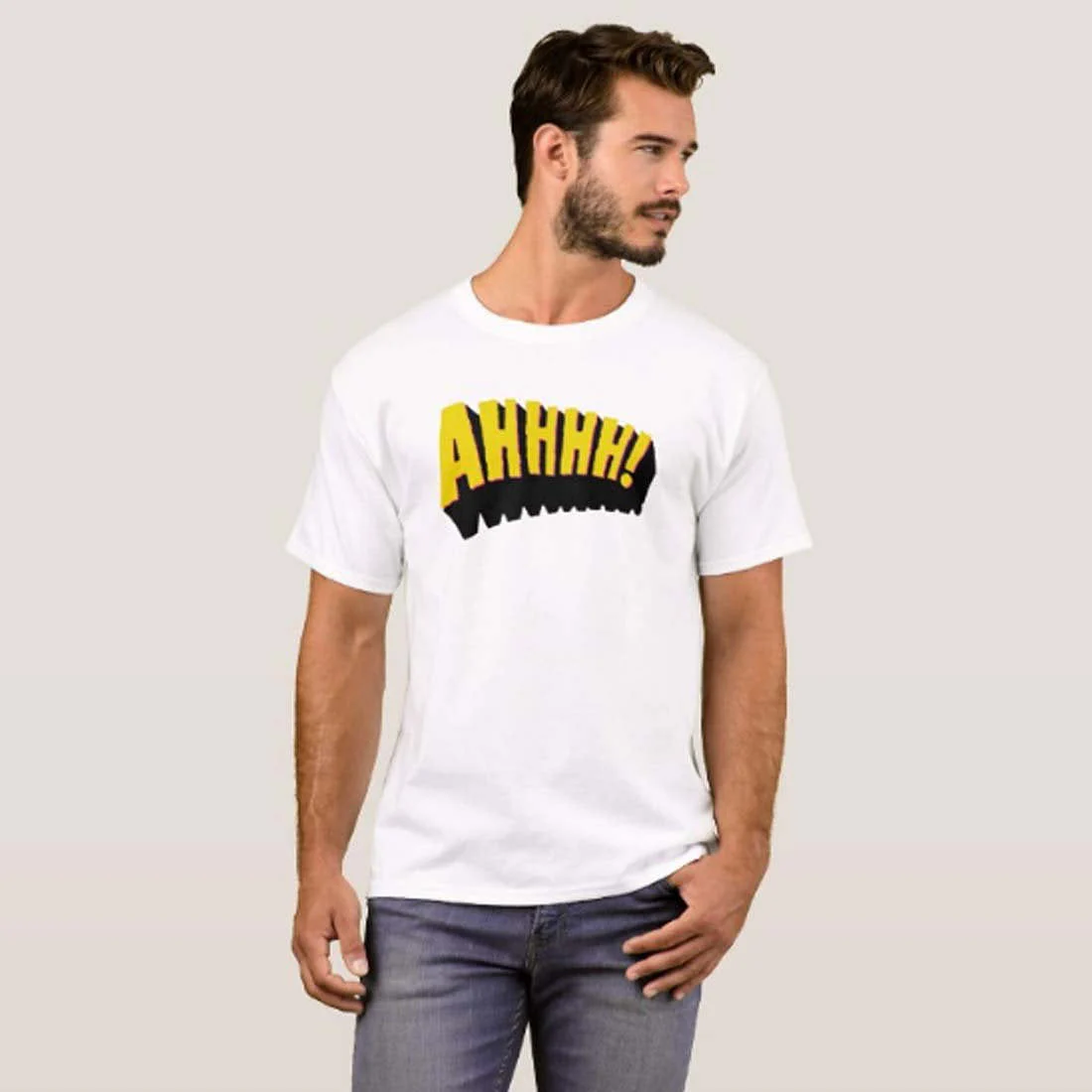 Nutcase Designer Round Neck Men's T-Shirt Wrinkle-Free Poly Cotton Tees - Ahh - Image 3