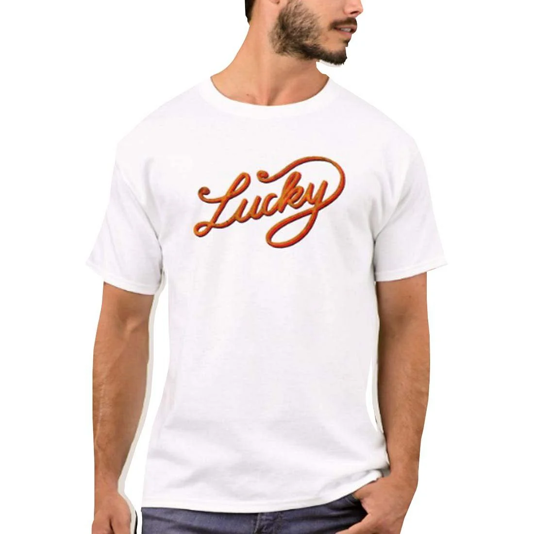 Nutcase Designer Round Neck Men's T-Shirt Wrinkle-Free Poly Cotton Tees - Lucky