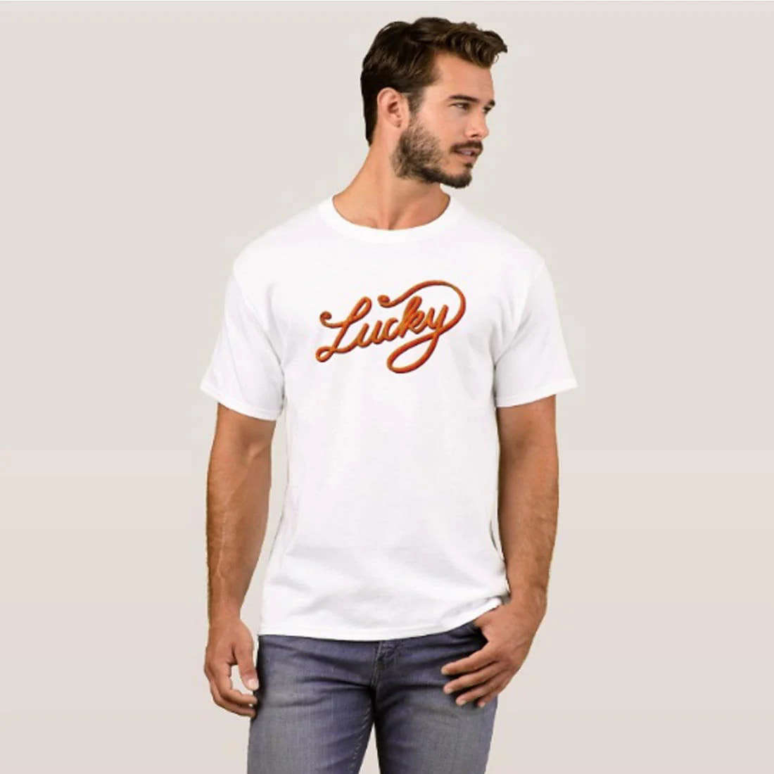 Nutcase Designer Round Neck Men's T-Shirt Wrinkle-Free Poly Cotton Tees - Lucky - Image 3
