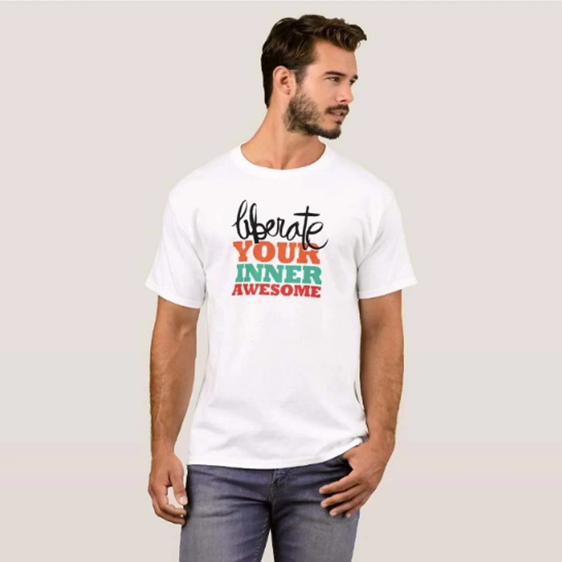 Nutcase Designer Round Neck Men's T-Shirt Wrinkle-Free Poly Cotton Tees - Inner Awesome - Image 3