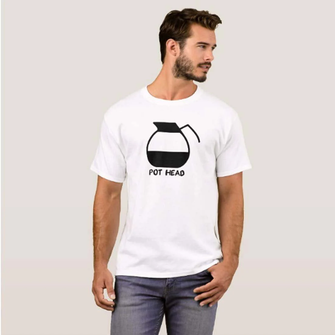 Nutcase Designer Round Neck Men's T-Shirt Wrinkle-Free Poly Cotton Tees - Pot Head - Image 3