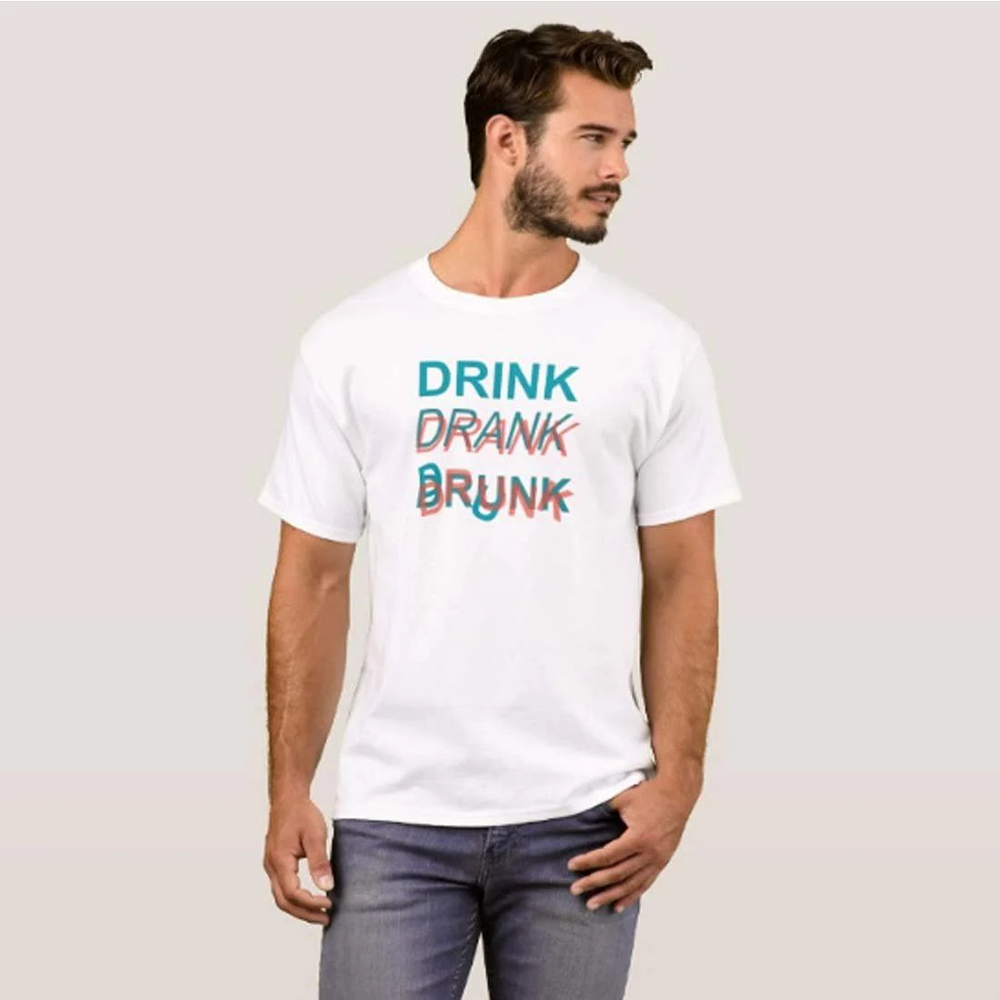 Nutcase Designer Round Neck Men's T-Shirt Wrinkle-Free Poly Cotton Tees - Drink Drank Drunk - Image 3
