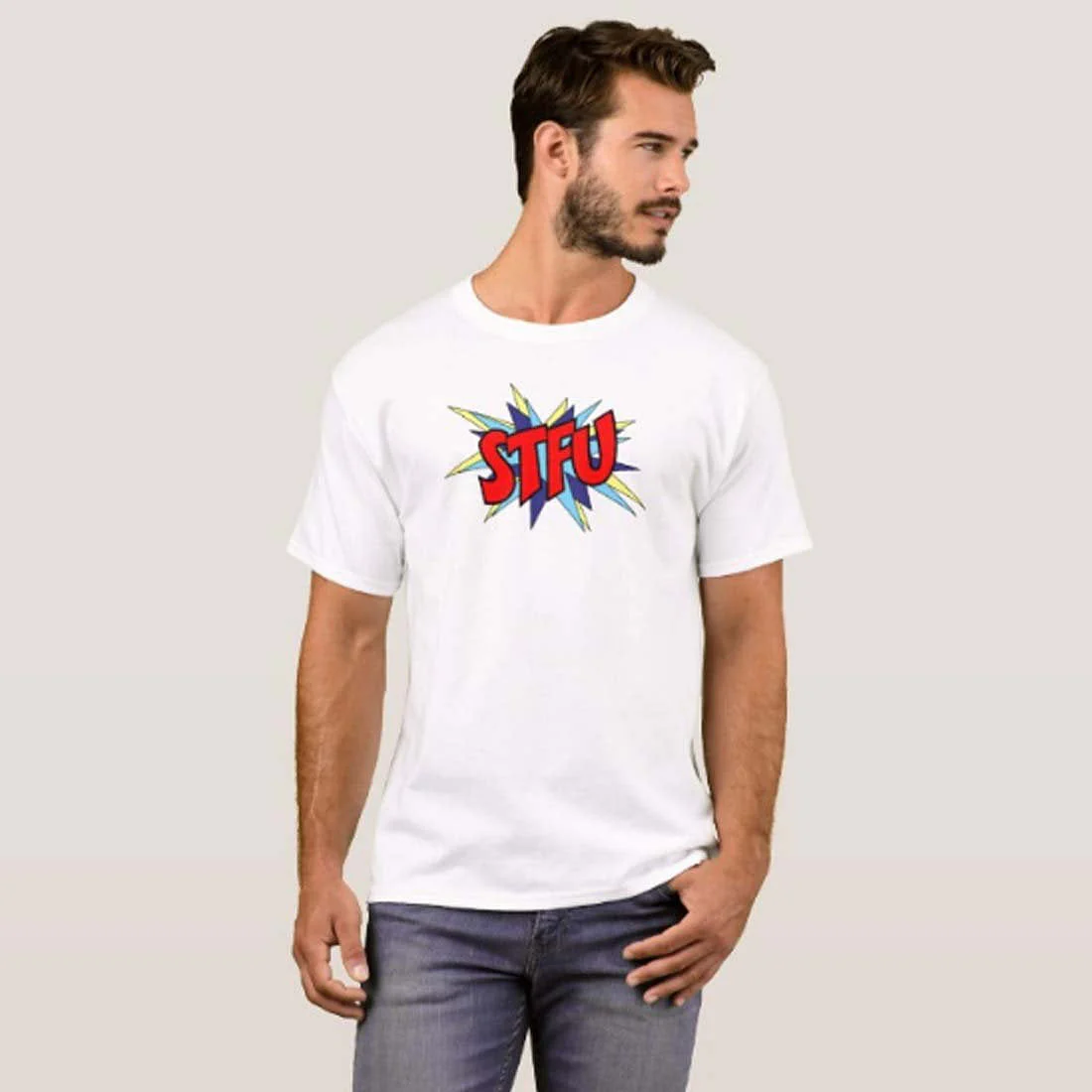 Nutcase Designer Round Neck Men's T-Shirt Wrinkle-Free Poly Cotton Tees - STFU - Image 3