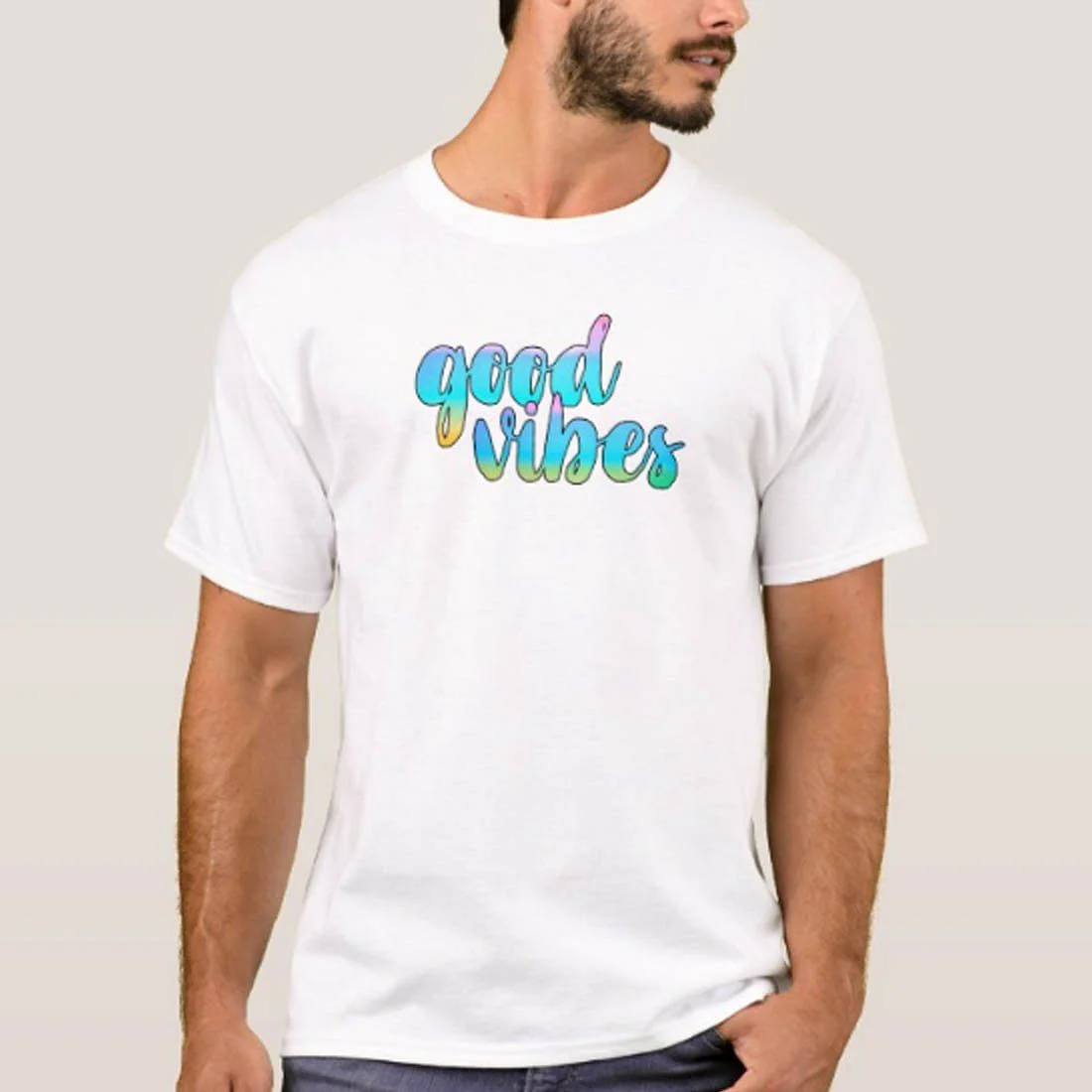 Nutcase Designer Round Neck Men's T-Shirt Wrinkle-Free Poly Cotton Tees - Good Vibes - Image 3