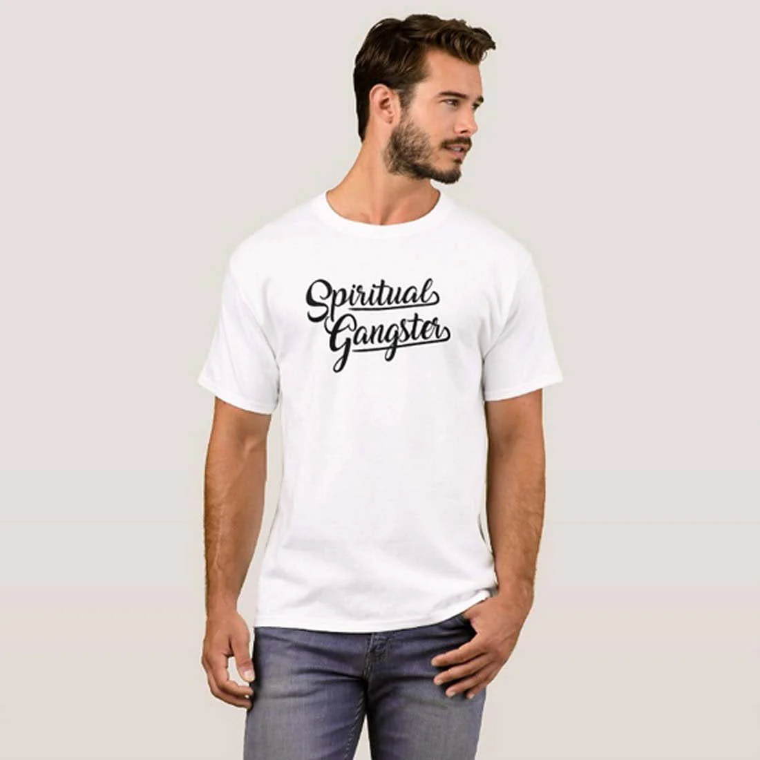 Nutcase Designer Round Neck Men's T-Shirt Wrinkle-Free Poly Cotton Tees - Spiritual Gangster - Image 3