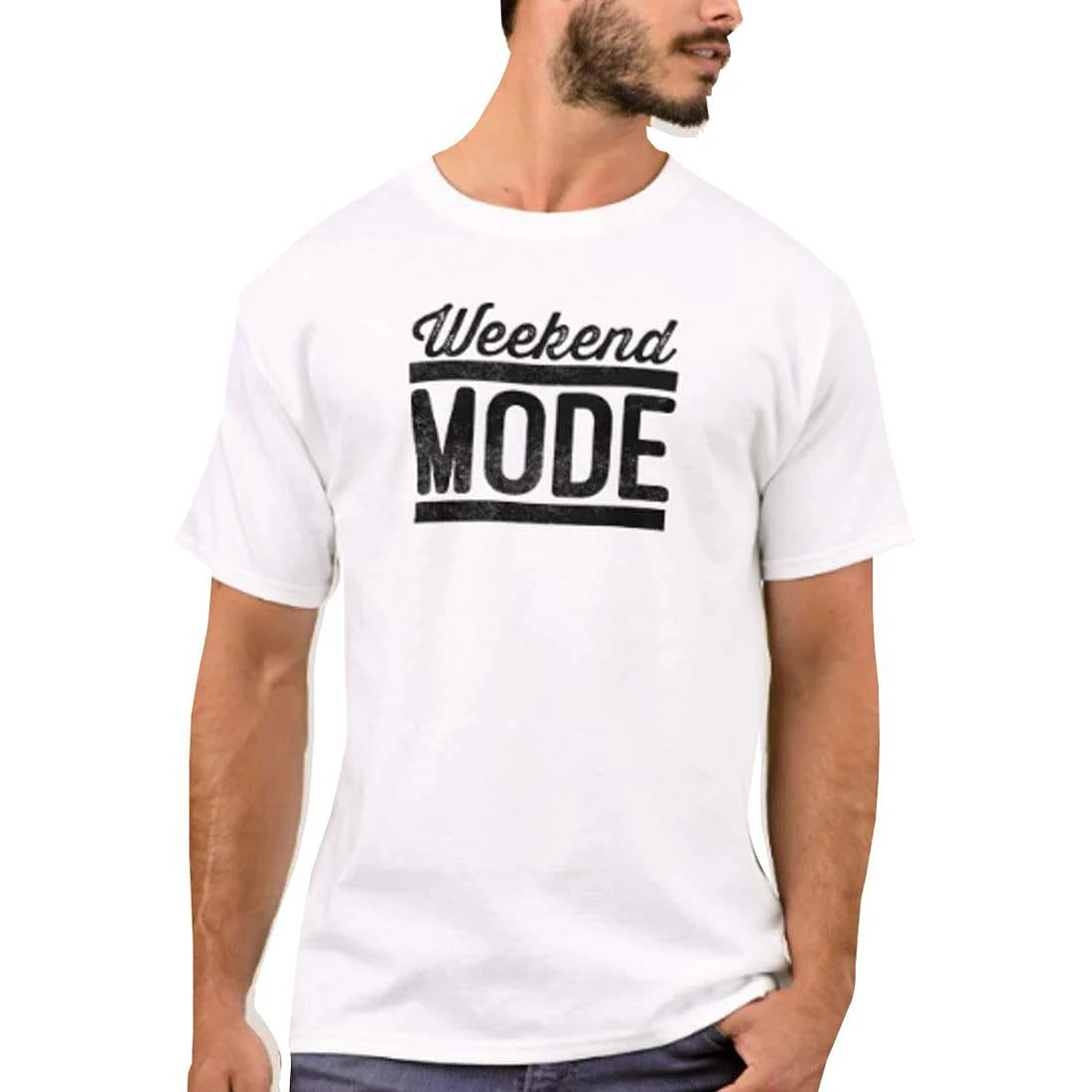 Nutcase Designer Round Neck Men's T-Shirt Wrinkle-Free Poly Cotton Tees - Weekend Mode Black