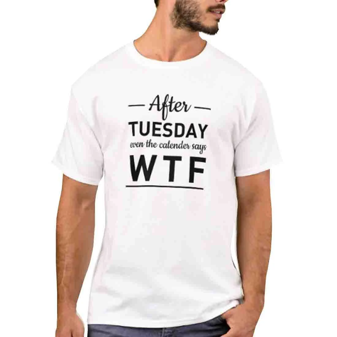 Nutcase Designer Round Neck Men's T-Shirt Wrinkle-Free Poly Cotton Tees - After Tuesday
