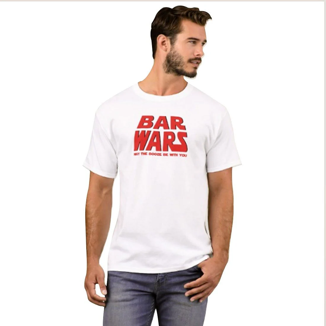 Nutcase Designer Round Neck Men's T-Shirt Wrinkle-Free Poly Cotton Tees - Bar Wars - Image 3