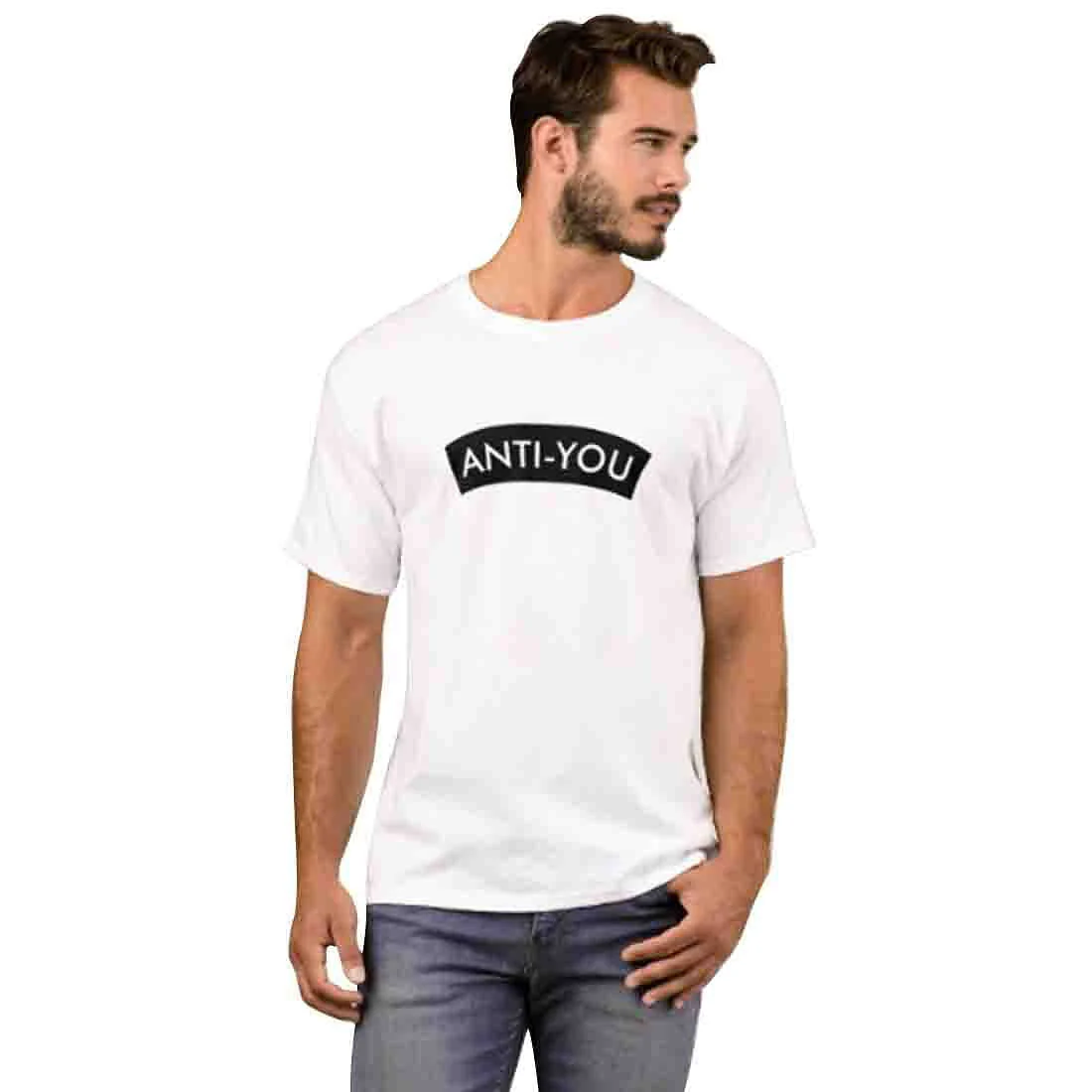 Nutcase Designer Round Neck Men's T-Shirt Wrinkle-Free Poly Cotton Tees - Anti-You - Image 3
