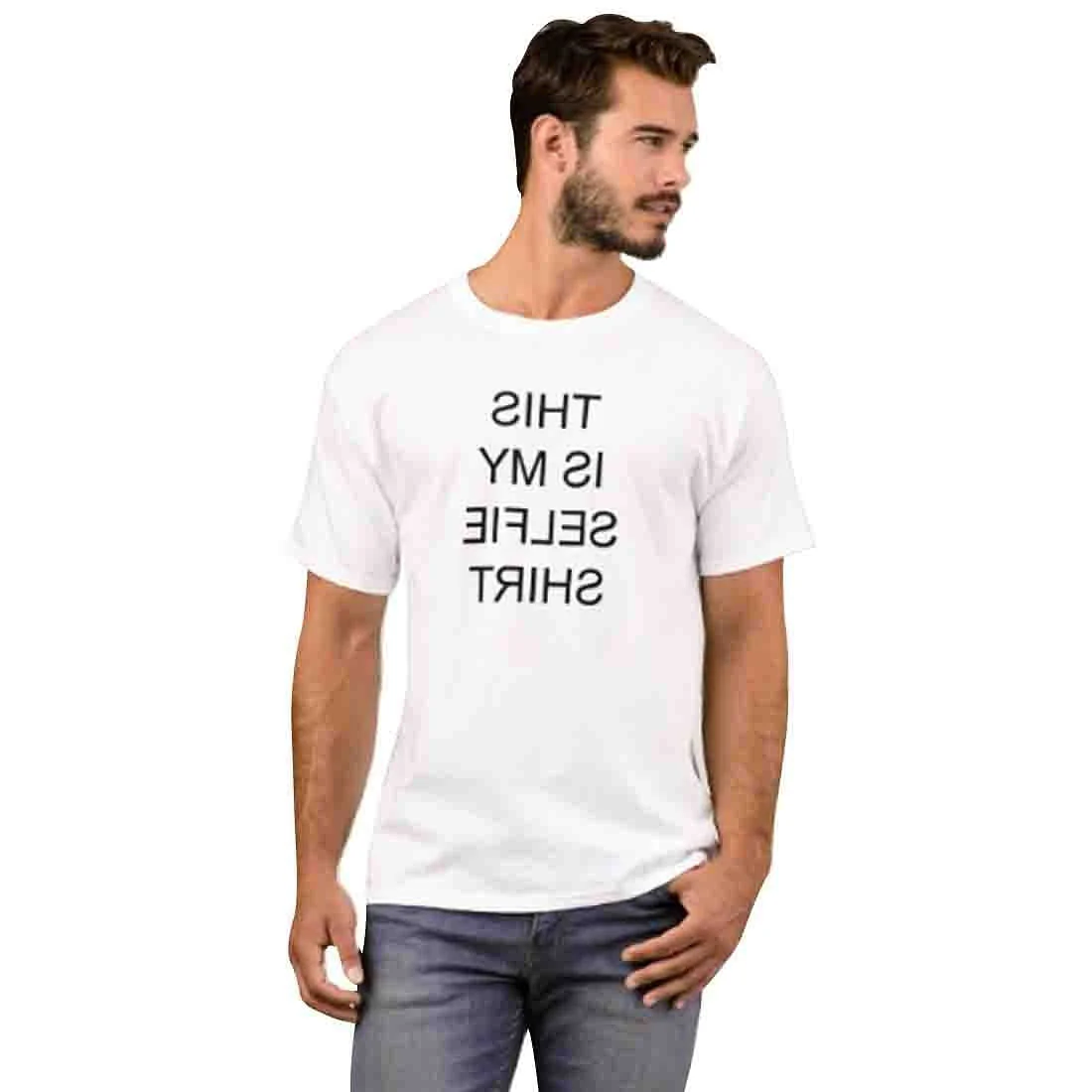 Nutcase Designer Round Neck Men's T-Shirt Wrinkle-Free Poly Cotton Tees - This is My Selfie Black - Image 3